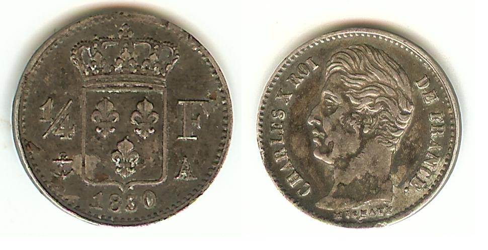 Quart Franc Charles X 1830A SUP-